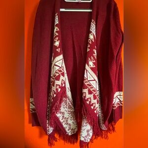 maroon cardigan